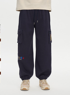 ONIARAI/鬼洗25秋冬新立体口袋金乌神鸟束脚薄绒针织裤男 B540173