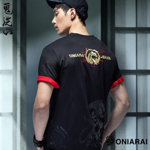 ONIARAI/鬼洗26夏季新品鬼洗镫瓦墨虎休闲刺绣短T男 B830205