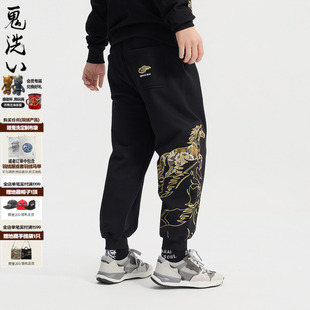 ONIARAI/鬼洗26春季新泥棒蓝马剪影拼花布刺绣针织长裤男 N540186