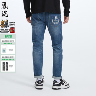 休闲 ONIARAI 男式 笑脸字母绣花小弯腿牛仔裤 24BU604 鬼洗25秋季