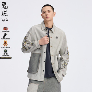 ONIARAI 泥棒蓝十二神绣花牛仔男式 衬衫 N140029 鬼洗25春夏新品