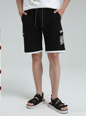 oniarai鬼洗 鬼洗拼网眼字母印花男士针织短裤 B540060