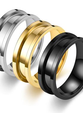 展侣饰品厂家批发8mm中间开槽戒指欧美亚马逊新品饰品时尚指环