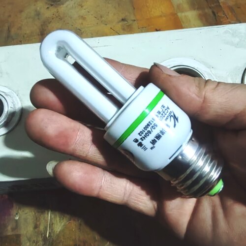E27家用螺口2u三基色荧光节能灯蓝色灯光5w蓝光灯泡氛围灯补光灯