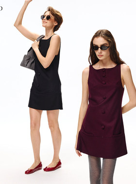 TDDP “摩登旧绪”60s红标系列羊毛背心连衣裙女春季无袖中长裙子