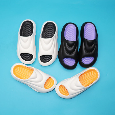 松山女士双色底厚底踩屎感EVA凉拖鞋超轻弹力夏天一字拖学生青年