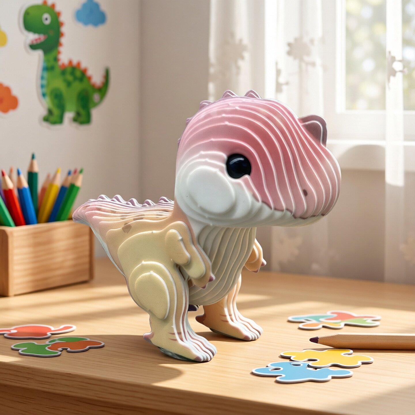 恐龙卡通3D立体拼图小学生成人手工益智DIY纸拼模潮玩纸模