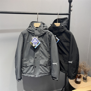 强效锁温!户外三防保暖机能面料冬季男士加厚保暖连帽羽绒服外套