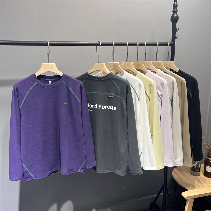 小暖炉！双面自发热德绒！秋冬男女户外撞色休闲圆领长袖T恤打底