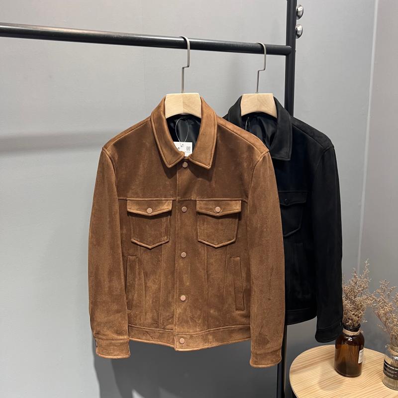 男士麂皮绒休闲翻领夹克外套潮