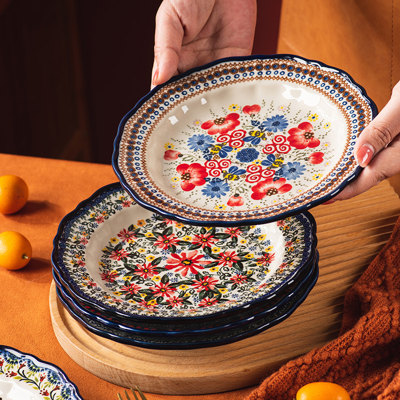 波兰餐盘套装家用陶瓷菜盘早餐盘