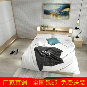 新款高箱储物抽屉收纳床1.5米双人 板式榻榻米床实木颗粒生态板韩