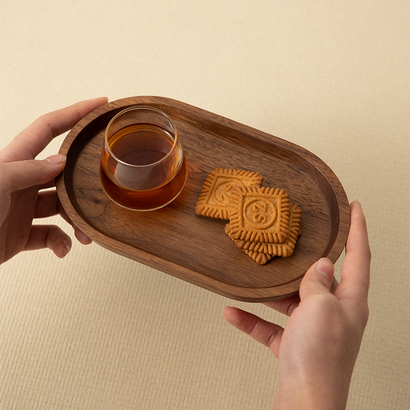 梵瀚椭圆小木盘家用点心碟干果盘