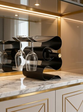 现代轻奢金属酒架装饰摆件