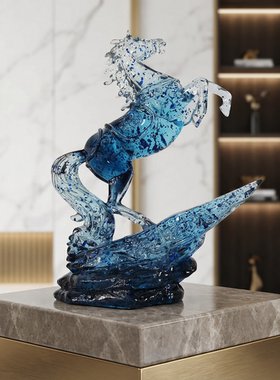 新中式透明树脂飞马雕塑摆件