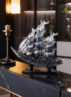 透明玻璃帆船装饰摆件