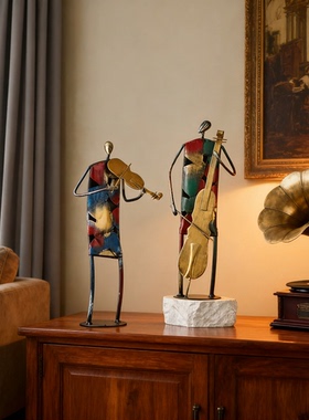 美拉德风音乐家摆件铁艺家居装饰