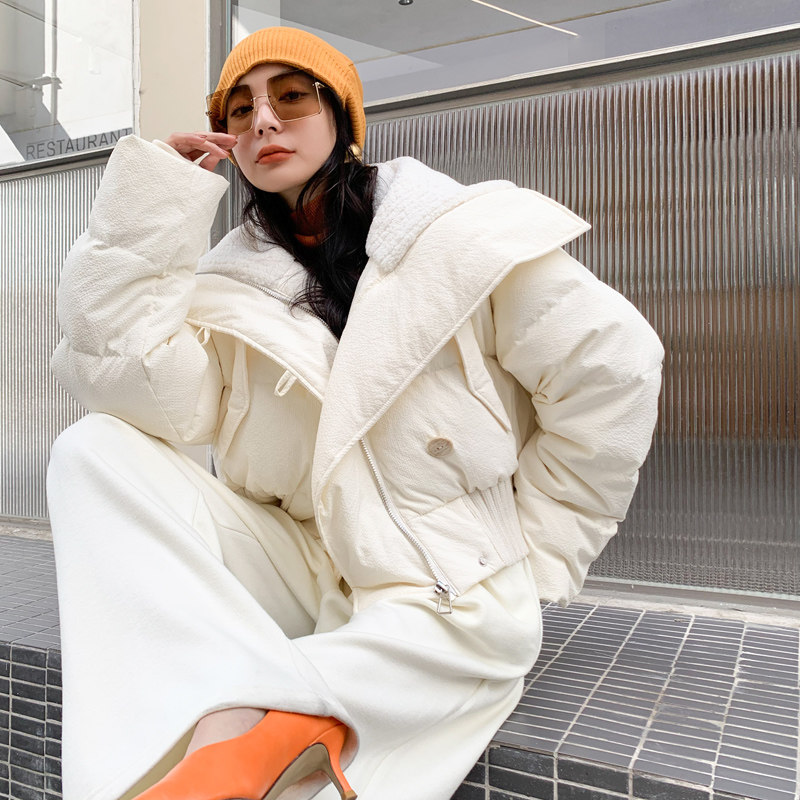 AKSAYA针织高领短款保暖90白鸭绒时尚羽绒服外套女2025年冬季新款,女装/女士精品,羽绒服,淘宝优惠券,粉丝福利购,淘宝优惠卷