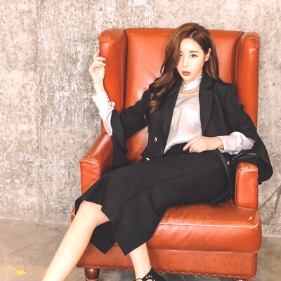 春秋季女王范酷酷荷叶袖小西装