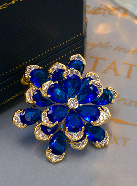 D.M.D/迪曼达宫廷轻奢蓝色立体花朵胸针胸花优雅气质西装大衣别针