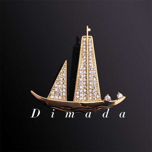 dimada迪曼达合金帆船西服胸针
