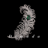 D.M.D 迪曼达奢华绿钻羽毛胸针高档女时尚 优雅别针百搭大衣配饰