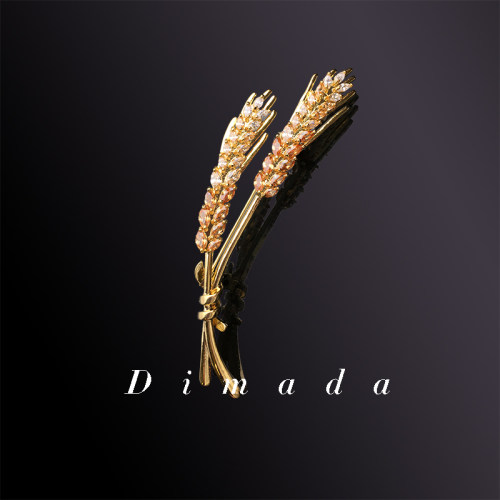d.m.d/迪曼达橘色古着女麦穗胸针
