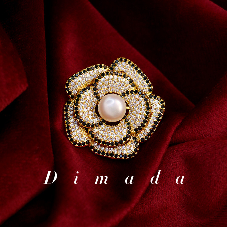 D.M.D/迪曼达小香风山茶花微镶珍珠旗袍配饰胸针胸花别针女高档,饰品/流行首饰/时尚饰品新,胸针,淘宝优惠券,粉丝福利购,淘宝优惠卷