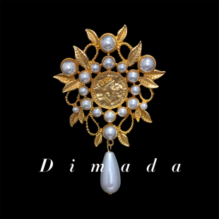 D.M.D 别针钱币人像配饰 迪曼达复古宫廷风胸针高档女大气西装