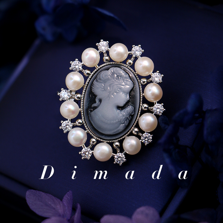 迪曼达奢华大气天然珍珠胸针