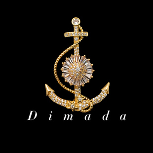 D.M.D 迪曼达海军风金色帆船胸针高档女精致大气胸花别针西服配饰