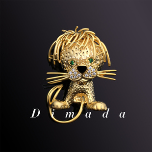 dimada迪曼达欧美复古文艺宫廷设计感小狮子男士 胸针胸花别针高档