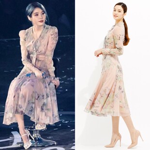 李智恩iu同款花卉印花真丝雪纺套装2025夏新款气质上衣高级感裙子