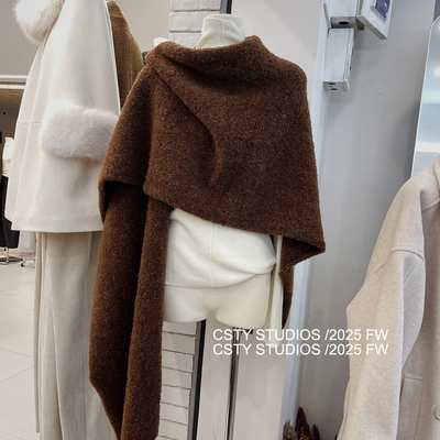 韩系松弛氛围感软糯斗篷大披肩女秋冬新气质宽松显瘦保暖围巾上衣