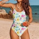 大码 泡温泉 度假风遮肚显瘦连体泳衣女高级感竞速印花海边绝美泳装