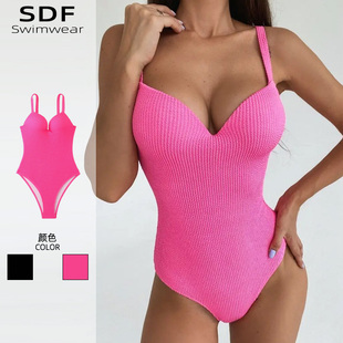 欧美性感游泳衣女泡温泉大码 海岛度假 微胖保守遮肚子显瘦连体泳装