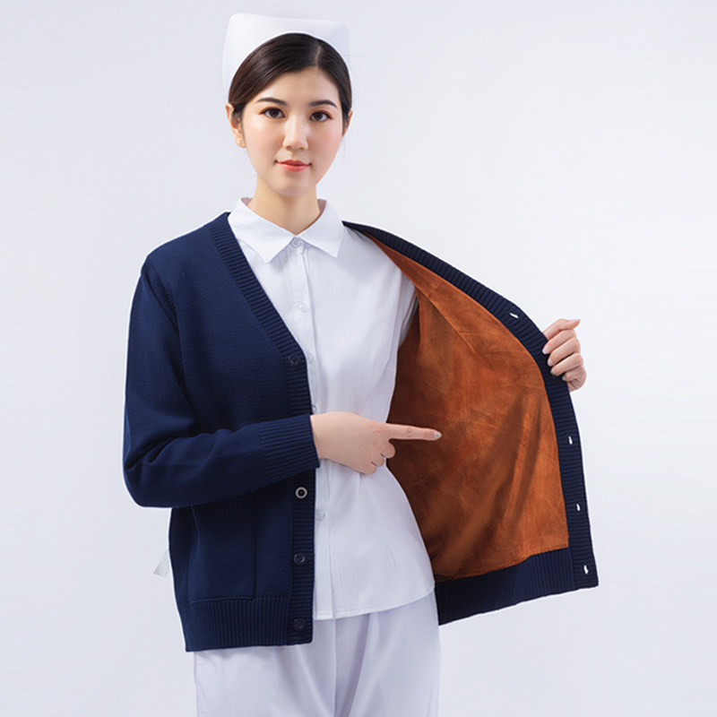 南丁格尔医院护士毛衣外套开衫柔软薄款搭加厚值夜班加绒外穿保暖