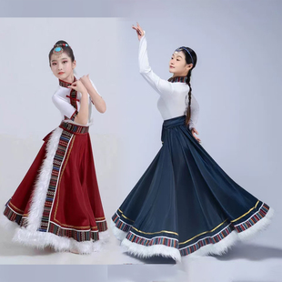 新款儿童藏族表演服藏族舞蹈服装演出服话剧民族舞台藏服女童服装