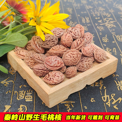 野生龙纹桃核毛桃核碧桃核雕刻料永莲蜜桃篮桃框秦岭山桃胡手串料