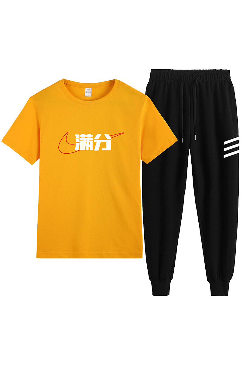 主推短袖印花上衣百搭休闲裤现货T恤纯棉套装数据-P60,男装T恤,星座211-2