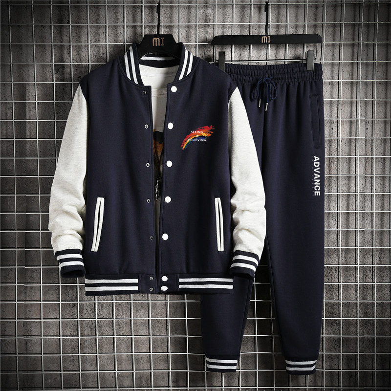 棒球服男春秋季青少年高中学生班服卫衣开衫外套休闲运动套装P95,男装休闲套装,星座211-2