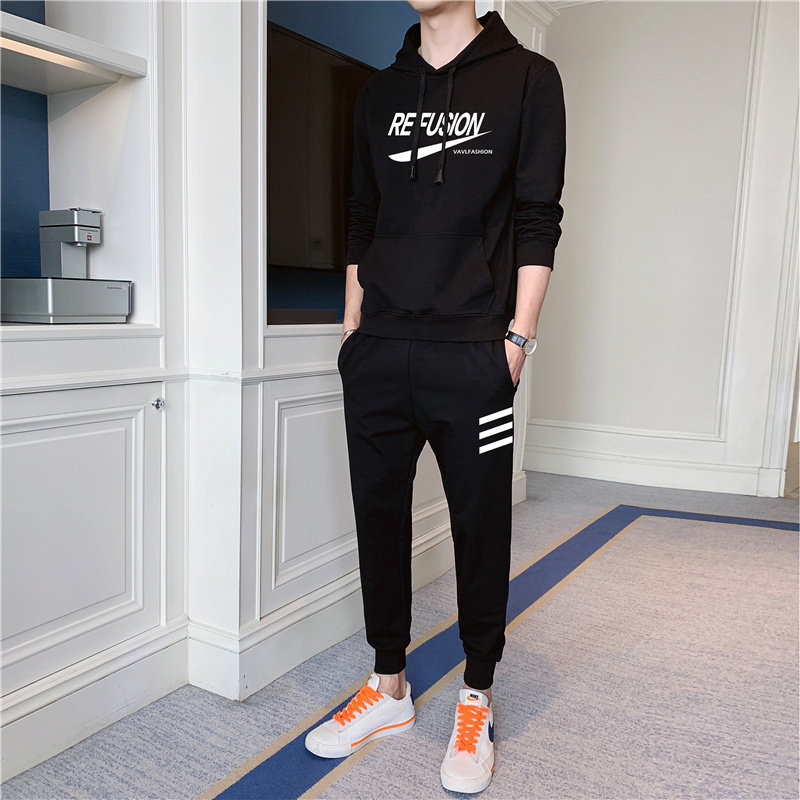 高品质大货已备-2025年新款学生卫衣连帽两件套装班服上衣印花P85,男装休闲套装,星座211-2
