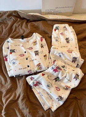 Sin Glee 日系卡通蜡笔小新保暖德绒睡衣女冬款大码可外穿居家服