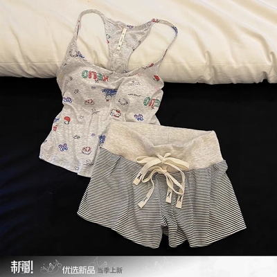 美式辣妹Kitty带胸垫吊带睡衣女