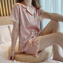 开衫 2023新款 网红爆款 真丝家居服两件套装 薄款 冰丝睡衣女夏季 短袖