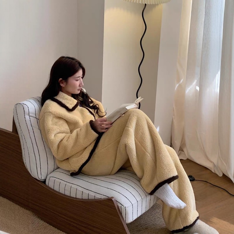 法式高级感奶黄色珊瑚绒睡衣女冬季保暖加厚休闲家居服套装可外穿,女士内衣/男士内衣/家居服,睡衣/家居服套装,淘宝优惠券,粉丝福利购,淘宝优惠卷