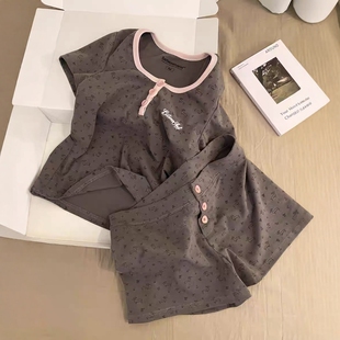 甜辣妹腊肠小狗印花睡衣女春秋季新款bm风纯欲短袖短裤家居服套装