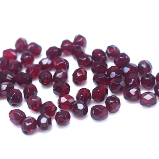 心欣DIY捷克进口火烧珠枣型珠4mm菠萝珠Fire Polis火磨珠深大红08