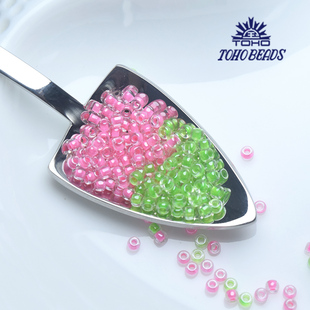 805染芯串珠2mm散珠11 心欣DIY进口TOHO东宝米珠 987粉色嫩绿色