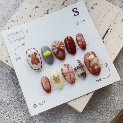 妙甲生花手工美甲可爱小熊穿戴甲
